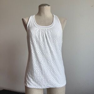 Prana Mika Tank Top - White Textured Print Double Layer
